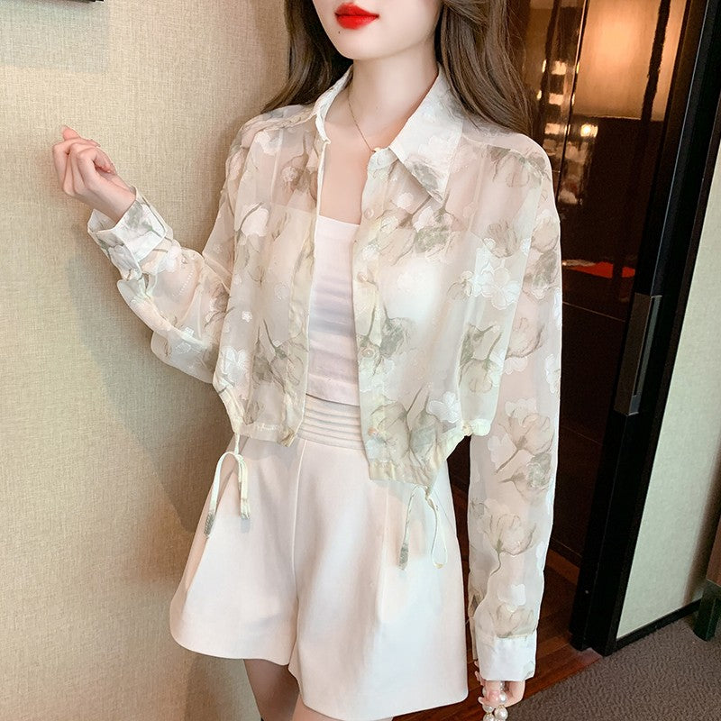 Elegant Floral Sheer Sun Cardigan clothing women summer 2024