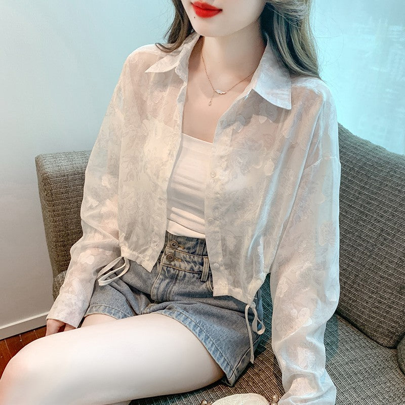 Elegant Floral Sheer Sun Cardigan clothing women summer 2024