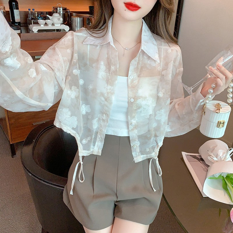 Elegant Floral Sheer Sun Cardigan clothing women summer 2024