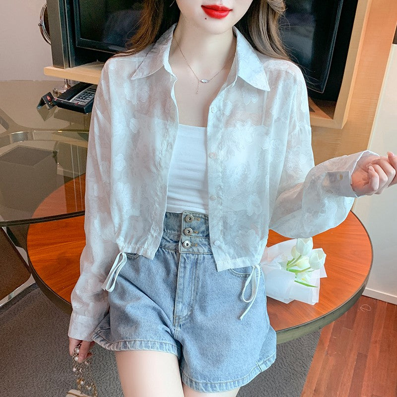 Elegant Floral Sheer Sun Cardigan clothing women summer 2024