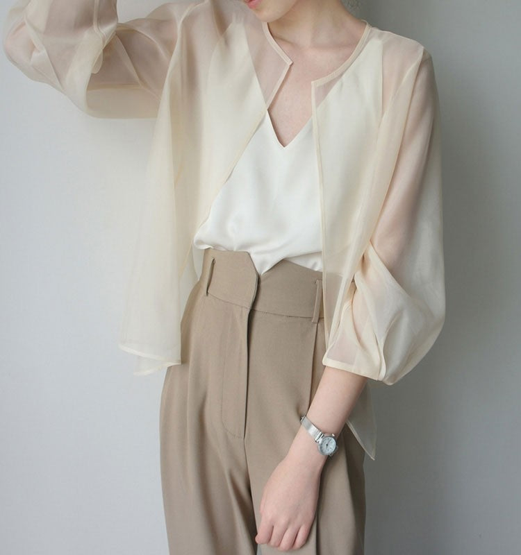 Elegant Organza Chiffon Sunscreen Cardigan