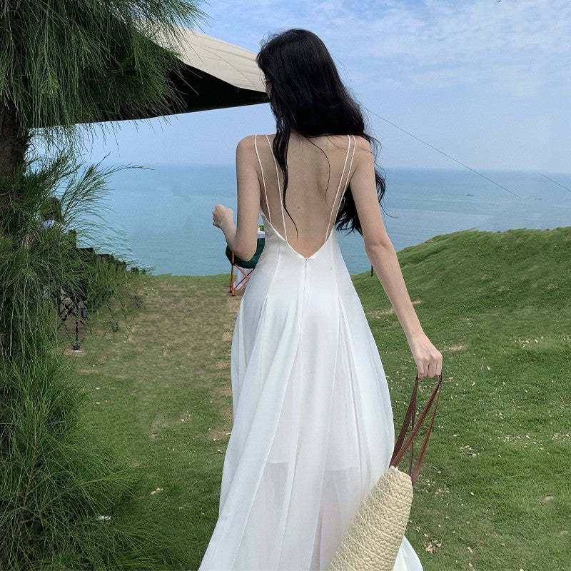 Sanya Seaside White Beach Long Dress super fairy