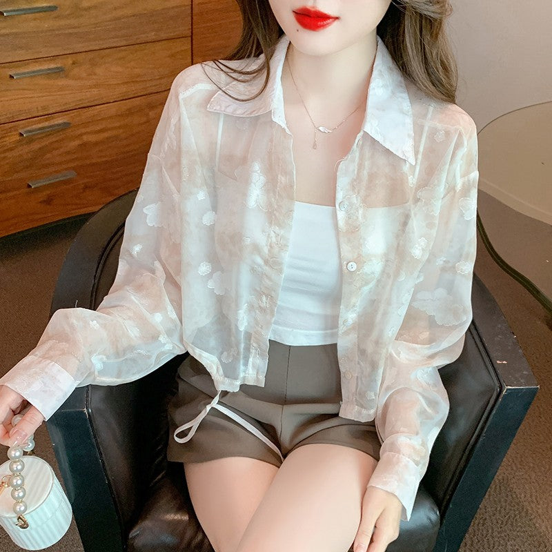 Elegant Floral Sheer Sun Cardigan clothing women summer 2024