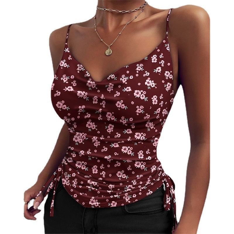 Spaghetti Strap Tops V-neck Camisole Shirts Women Summer Clothes - Carline & Cleo