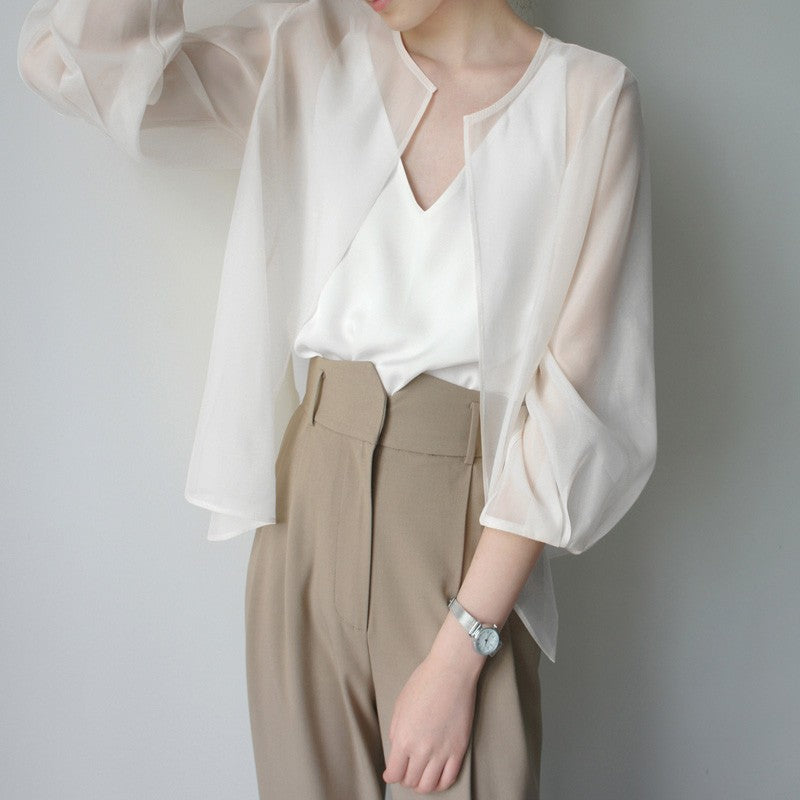 Elegant Organza Chiffon Sunscreen Cardigan